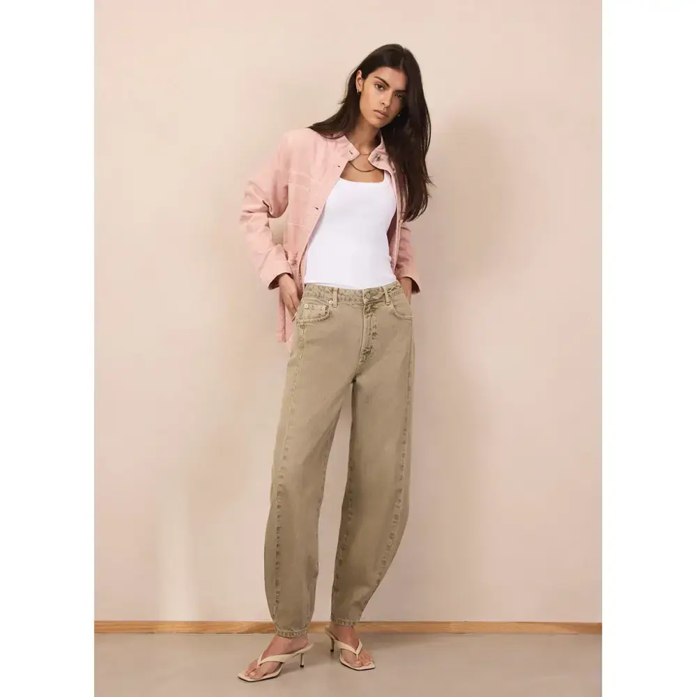 Mint Velvet Khaki Barrel Leg Jeans